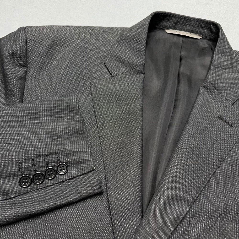 Canali Mens Wool Silk Blazer Sport Coat 36R Charcoal Grey Micro Check Italy